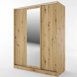 Armadio 150x191h cm scorrevole con specchio rovere rustico Collodi