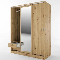 Armadio 150x191h cm scorrevole con specchio rovere rustico Collodi