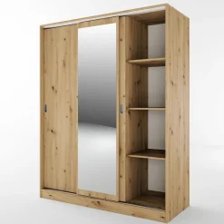 Armadio 150x191h cm scorrevole con specchio rovere rustico Collodi