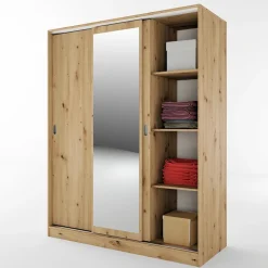 Armadio 150x191h cm scorrevole con specchio rovere rustico Collodi