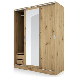 Armadio 150x191h cm scorrevole con specchio rovere rustico Collodi