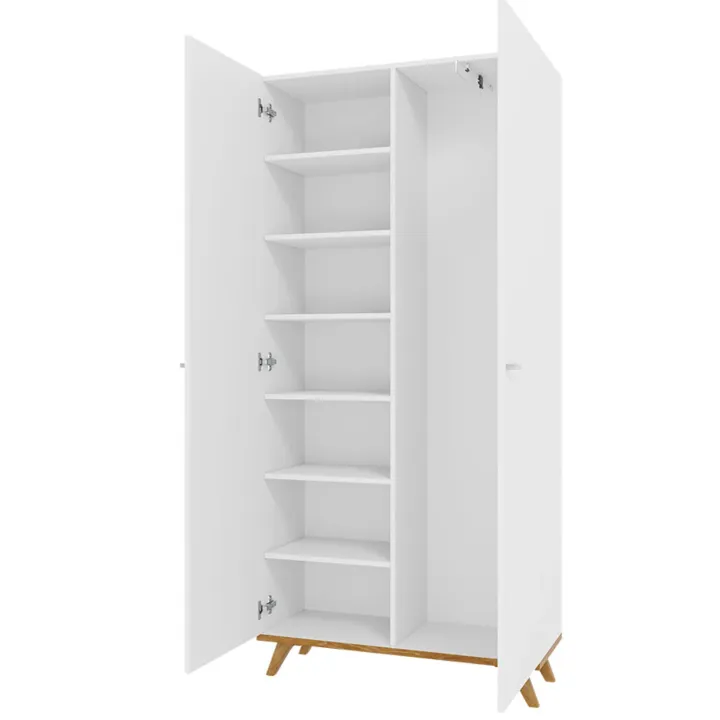 Armadio 90x190h cm soggiorno 2 ante con specchio bianco rovere Clea