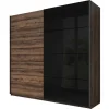Camera completa con letto matrimoniale 160x200cm rovere scuro nero lucido Cortina Gihome®