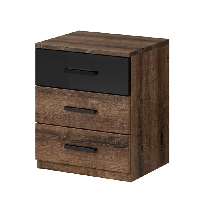 Camera completa con letto matrimoniale 160x200cm rovere scuro nero lucido Cortina Gihome®
