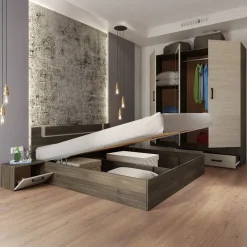 Camera completa matrimoniale con comò moderna rovere scuro e chiaro Rovigo