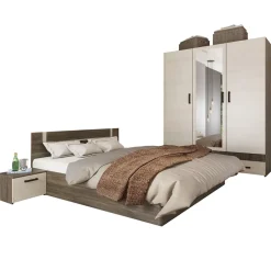 Camera completa matrimoniale con comò moderna rovere scuro e chiaro Rovigo