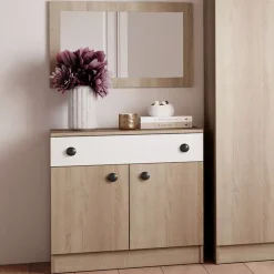 Camera completa matrimoniale con contenitore rovere bianco opaco Vieste
