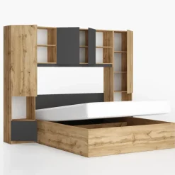 Camera da letto a ponte completa matrimoniale antracite rovere Lullaby