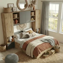 Camera da letto a ponte completa matrimoniale antracite rovere Lullaby