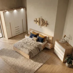 Camera da letto completa matrimoniale moderna bianco rovere Sweet
