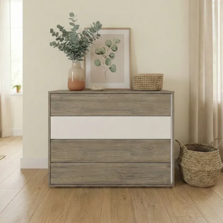 Camera da letto completa matrimoniale con LED rovere scuro bianco opaco Garonna