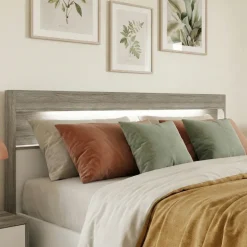 Camera da letto completa matrimoniale con LED rovere scuro bianco opaco Garonna