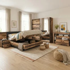 Camera da letto completa matrimoniale legno vecchio antico nero Lubiana