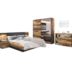 Camera da letto completa matrimoniale legno vecchio antico nero Lubiana