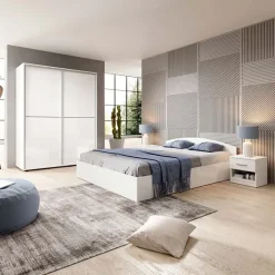 Camera da letto completa matrimoniale moderna bianco lucido Roma