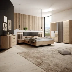 Camera da letto completa matrimoniale moderna rovere antracite Rubik