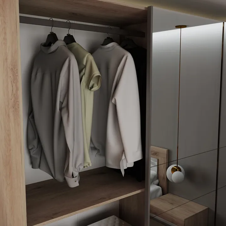 Camera da letto completa matrimoniale bianco lucido rovere sonoma Monaco