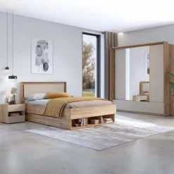 Camera da letto completa matrimoniale rovere tortora Lise
