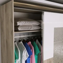 Camera da letto completa testiera trapuntata rovere bianco oro Riga