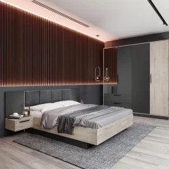 Camera da letto matrimoniale completa rovere antracite opaco Urbino