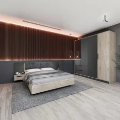 Camera da letto matrimoniale completa rovere antracite opaco Urbino