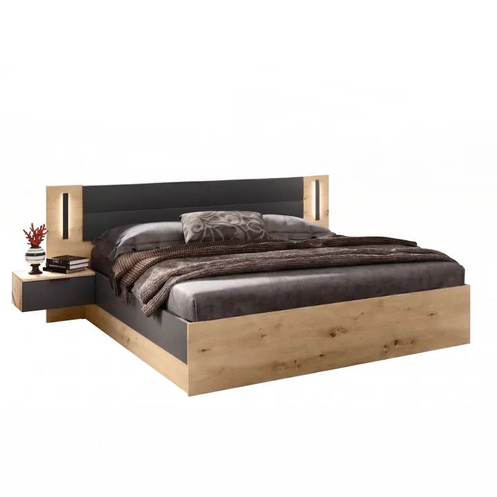 Camera da letto matrimoniale completa moderna rovere rustico e antracite Stephy