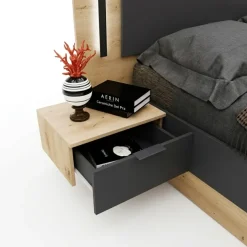 Camera da letto matrimoniale completa moderna rovere rustico e antracite Stephy