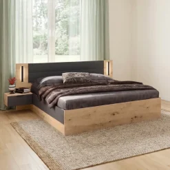 Camera da letto matrimoniale completa moderna rovere rustico e antracite Stephy