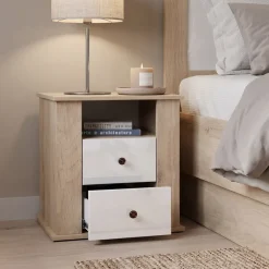 Camera da letto matrimoniale completa rovere bianco lucido Volterra