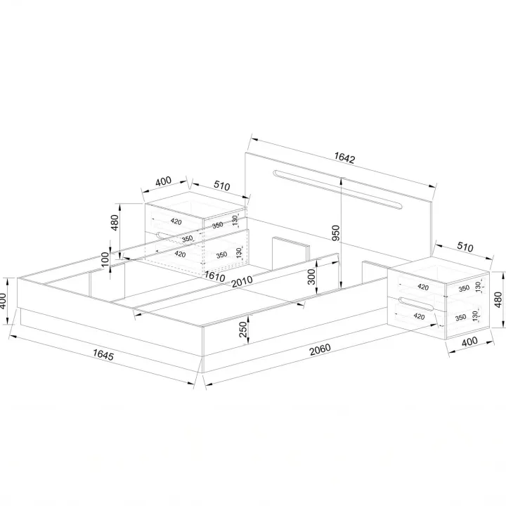 Camera da letto matrimoniale completa bianco lucido noce Biancastagno