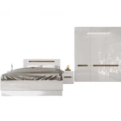 Camera da letto matrimoniale completa bianco lucido noce Biancastagno