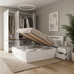 Camera da letto matrimoniale completa bianco lucido noce Biancastagno