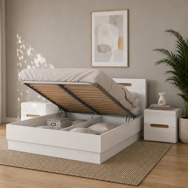 Camera da letto matrimoniale completa bianco lucido noce Biancastagno