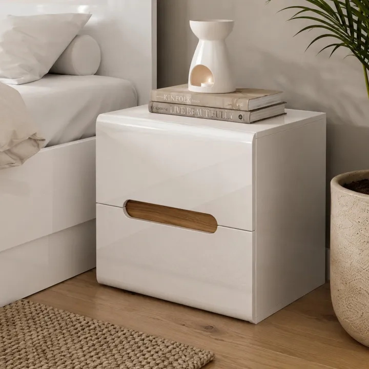 Camera da letto matrimoniale completa bianco lucido noce Biancastagno