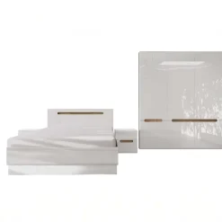 Camera da letto matrimoniale completa bianco lucido noce Biancastagno