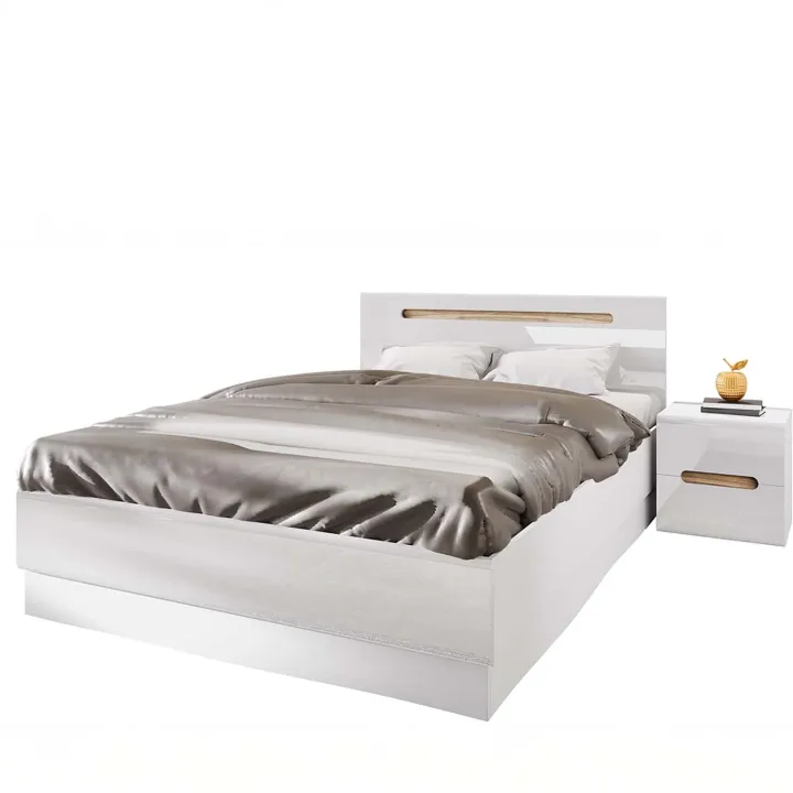 Camera da letto matrimoniale completa bianco lucido noce Biancastagno