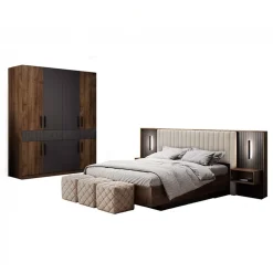 Camera da letto matrimoniale completa noce antracite Onice