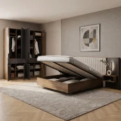 Camera da letto matrimoniale completa noce antracite Onice