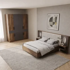 Camera da letto matrimoniale completa noce antracite Onice