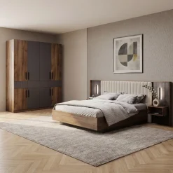 Camera da letto matrimoniale completa noce antracite Onice