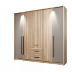 Camera da letto matrimoniale completa moderna rovere tortora Amelia