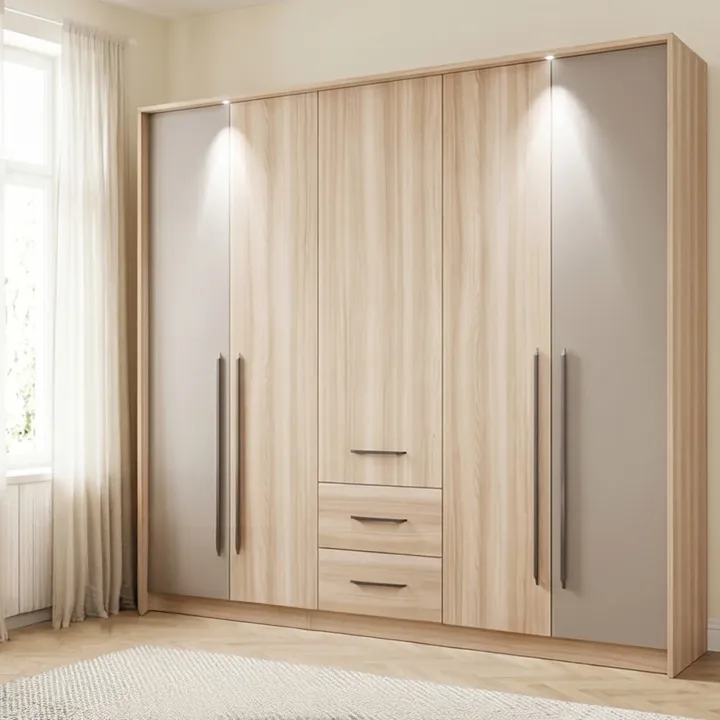 Camera da letto matrimoniale completa moderna rovere tortora Amelia