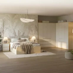 Camera da letto matrimoniale completa beige cashmere rovere Elvira