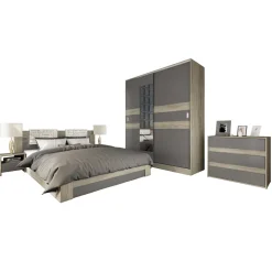 Camera da letto moderna completa matrimoniale rovere grigio Altea