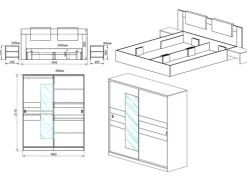 Camera da letto moderna completa matrimoniale rovere grigio Altea