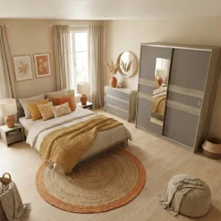Camera da letto moderna completa matrimoniale rovere grigio Altea