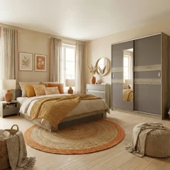Camera da letto moderna completa matrimoniale rovere grigio Altea