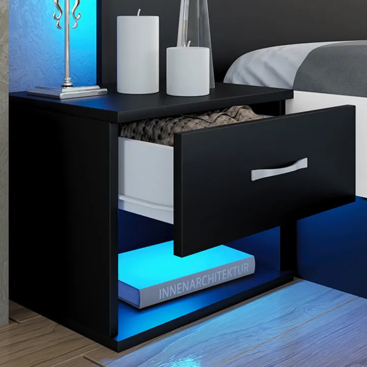 Camera da letto moderna completa matrimoniale nero bianco lucido Dallas