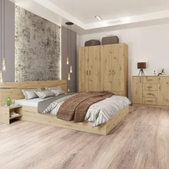 Camera da letto moderna completa matrimoniale rovere rustico Camilla 2