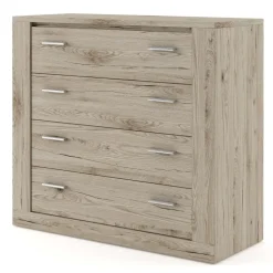 Cassettiera moderna 100x90h cm 4 cassetti rovere Ombra